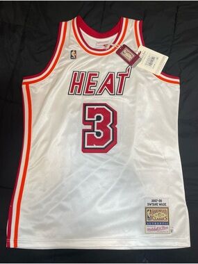 Authentic Dwyane Wade #3 Mitchell & Ness 2007 Miami Heat Throwback Jersey 44 LG